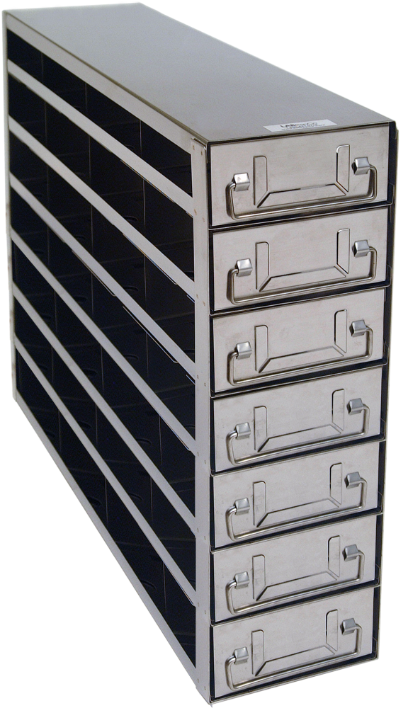 LABREPCO Upright Freezer Rack with Drawers for Standard 2" Boxes Rack Only (4 Boxes Deep x 7