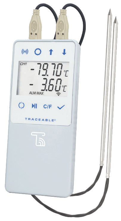 2 Platinum RTD Sensor Thomas 6511 TraceableLIVE Ultra-Low Temperature Wi-Fi Datalogging Thermometer with Remote Notification 316 Stainless Steel Probe