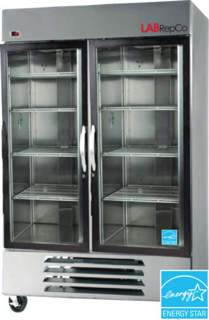 LabRepco brand Futura PLUS+ Series 49 Cu. Ft. Laboratory Refrigerator with and Hinged Stainless-Steel Glass Doors and energy star certification
