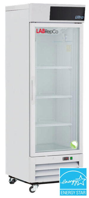 labrepco ultra series 16 cubic foot glass door laboratory refrigerator with energy star certification