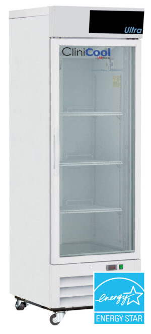 labrepco clinicool ultra series glass door medical grade refrigerator with 16 cubic foot capacity and energy star certification