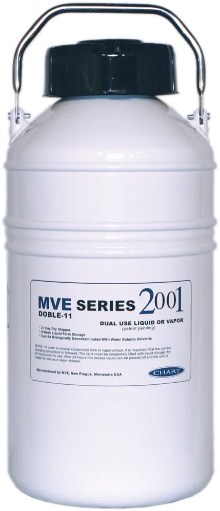 MVE Doble 11 Aluminum Cryogenic Dewar/Cryoshipper with QWick Technology (Capacity: 10L / 660 x 1/2cc Straws)