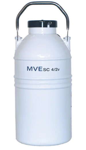 MVE SC 4/2V CryoShipper with QWick™ Technology and (1) 11" Canisters featuring a max Capacity of 106 2.0 mL Vials