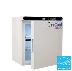 Medical Refrigerators CliniCool© Silver Series 1 Cu. Ft. Benchtop Medical-Grade Vaccine Refrigerator Freestanding Solid Door