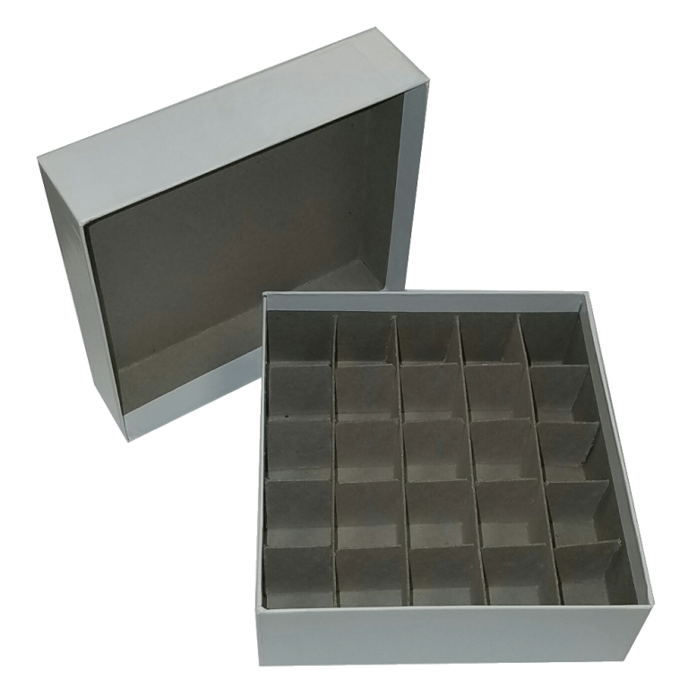 Standard White 2" Fiberboard Boxes With 25 Cell Dividers (Qty of 50)