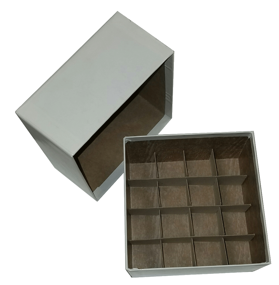 Standard White 3" Fiberboard Boxes With 16 Cell Dividers (Qty of 50)