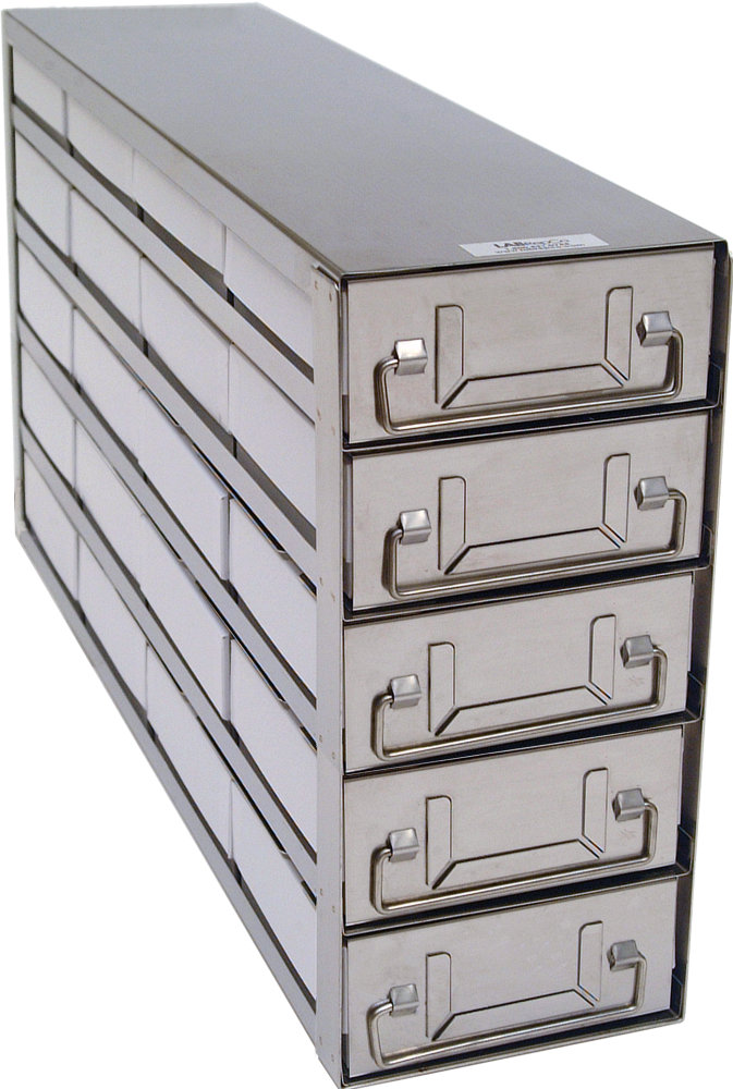 Upright Freezer Drawer Rack w/ 2" Fiberboard Boxes and 100 Cell