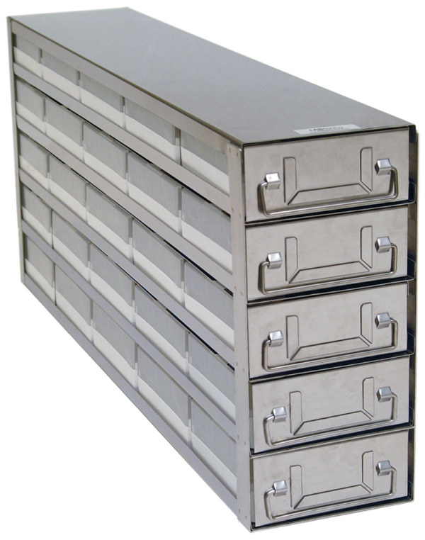 Upright Freezer Drawer Racks for 25 Total 2" Polycarbonate Boxes