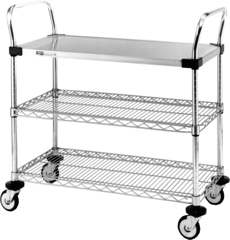 Metro Stainless Steel Utility Cart 3 Solid Shelves 18"W x 30"L