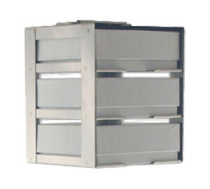 Vertical Rack with 2 inch Fiberboard Boxes and 81 Cell Dividers - 3 Boxes High