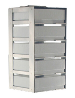 Vertical Rack for Standard 2 inch Boxes with 81 cell dividers - 5 Boxes High