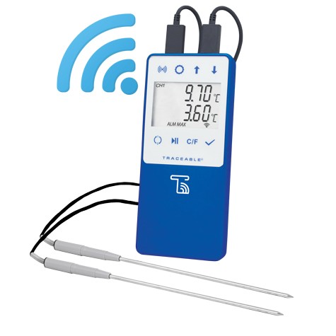 TraceableLIVE® WiFi Datalogging Refrigerator - Freezer Thermometer with Remote Notification with 2 Stainless Steel Probes -50°C to 60°C