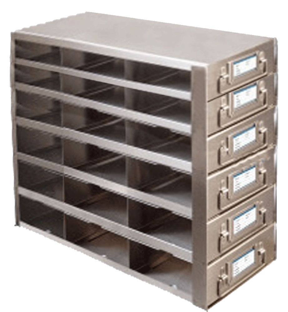 Freezer Drawer Racks for 100-cell Hinged Top Boxes | 18 Boxes Total