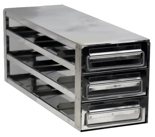 Value Series Upright Freezer Rack with Drawers for Standard 2″ Boxes- Rack Only (3 Boxes Deep x 3 Boxes High)