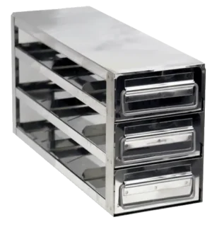 Value Series Upright Freezer Rack with Drawers for Standard 3″ Boxes- Rack Only- 3 Boxes Deep x 3 Boxes High