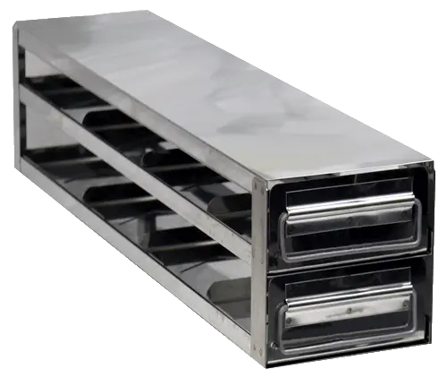 Value Series Upright Freezer Rack with Drawers for Standard 3″ Boxes- Rack Only- 4 Boxes Deep x 2 Boxes High
