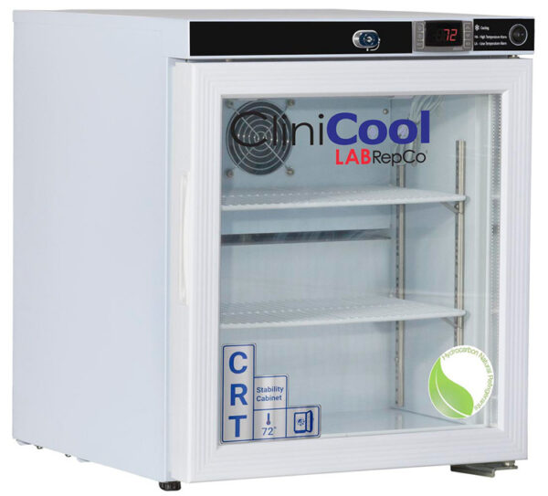 CliniCool Silver Series PRIME 1 Cu. Ft. Free Standing Undercounter Glass Door Controlled Room Temperature Cabinet