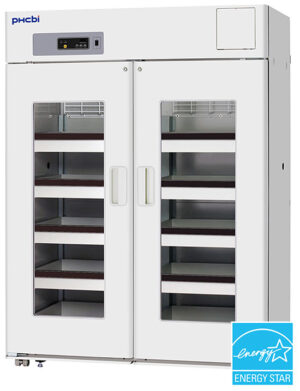 PHCbi formerly Panasonic MPR Series 48 Cu. Ft. Laboratory Refrigerator Hinged Glass Door with Drawers