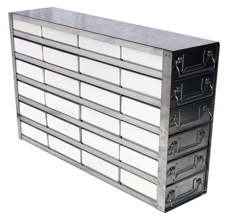 Upright Freezer Rack with Drawers for Cardboard 2" Boxes (81 Cell