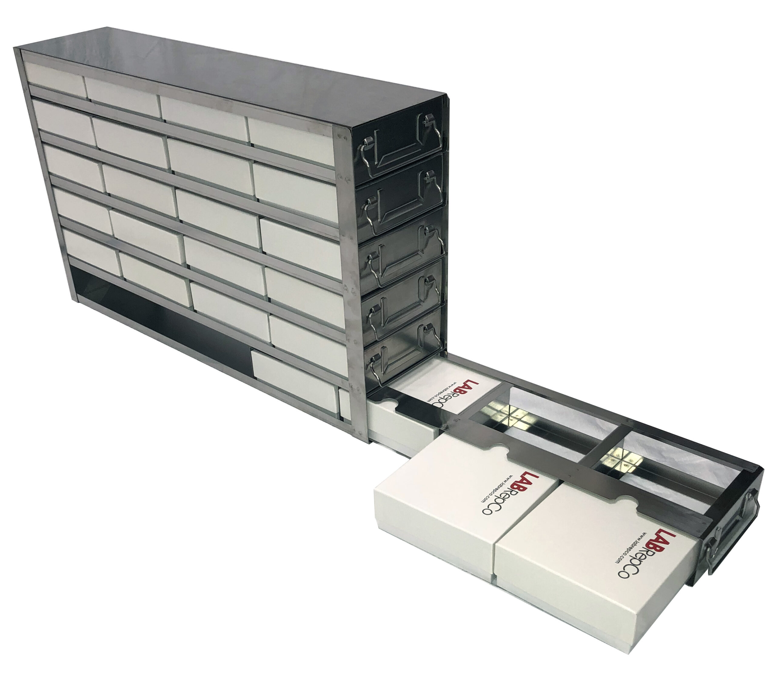 Upright Freezer Rack with Drawers for Cardboard 2
