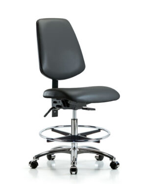 Colonial Blue Ergonomic Chair for Medical Offices and Dentists with Wheels Labs Bench Height Chrome 