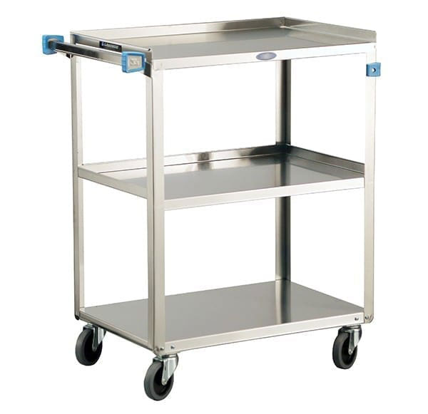 Hubert 3-Shelf Utility Cart Stainless Steel - 31 inchl x 19 inchw x 32 inchh, Silver