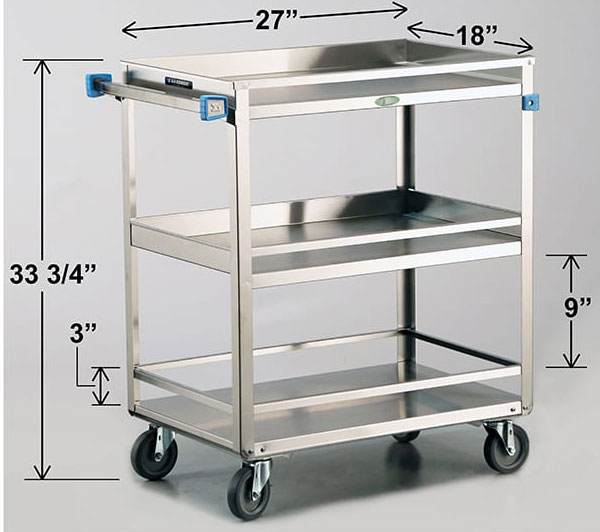 Lakeside 526 StandardDuty Laboratory Utility Cart 3 Shelves 500lbs Capacity