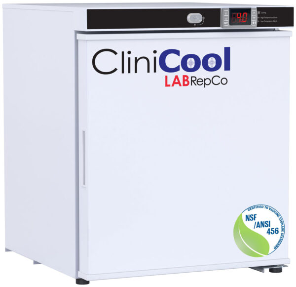 CliniCool Silver Series PRIME 1 Cu. Ft. NSF Certified Countertop Pharmacy Vaccine Refrigerator Solid Door Freestanding