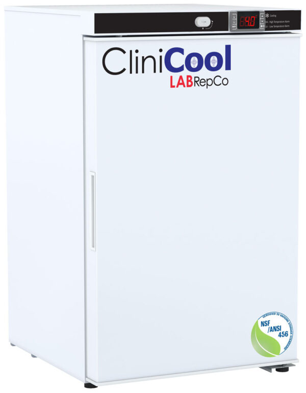 CliniCool Silver Series PRIME 2.5 Cu. Ft. NSF Certified Undercounter Pharmacy Vaccine Refrigerator Freestanding Solid Door