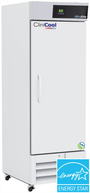 LabRepCo brand CliniCool Ultra Elite Series 23 Cu. Ft. NSF Certified Pharmacy/Vaccine Refrigerator with a Solid Door and energy star certification