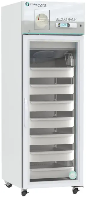 Corepoint Scientific Blood Bank Refrigerator w/ Chart Recorder | 23 Cu. Ft. | Glass Door