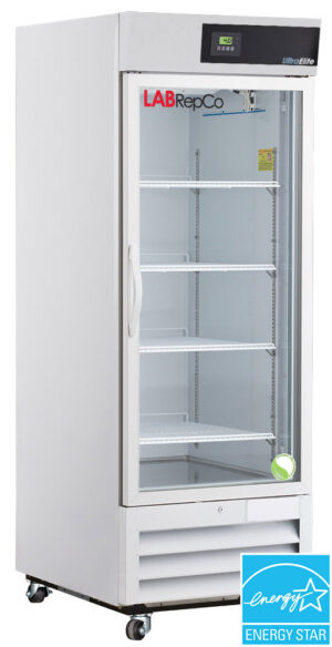 labrepco brand Ultra Elite Series 26 Cu. Ft. Laboratory Refrigerator with a Hinged Glass Door and energy star certification