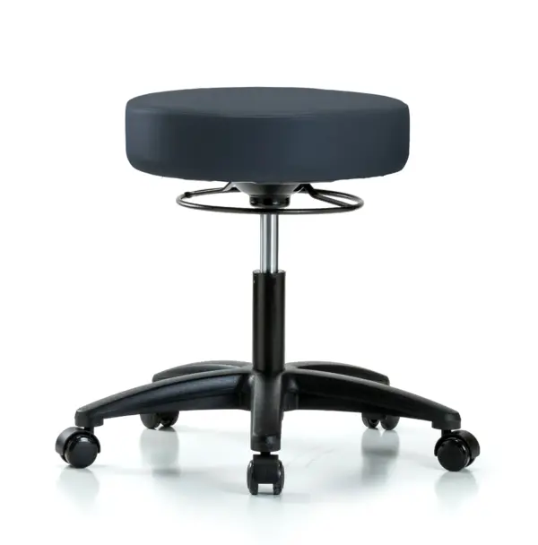 Vinyl Stool without Back | Desk Height with Casters in Imperial Blue Trailblazer™ Vinyl