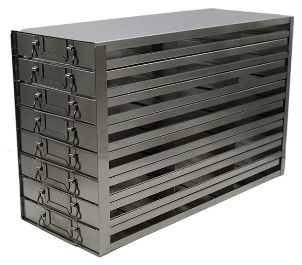 Upright Freezer Drawer Rack for 100Place Slide Boxes 3 Deep x 8 High