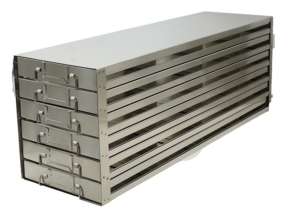 Upright Freezer Drawer Rack for 100Place Slide Boxes 4 Deep x 6 High 24 Boxes Total