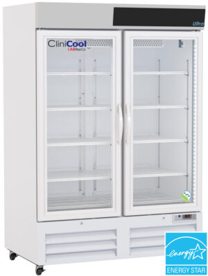 LabRepCo brand LHU-49-HG-PHNSF model CliniCool© Ultra Series 49 Cu. Ft. NSF Certified Pharmacy/Vaccine Refrigerator with Hinged Glass Doors and energy star certified