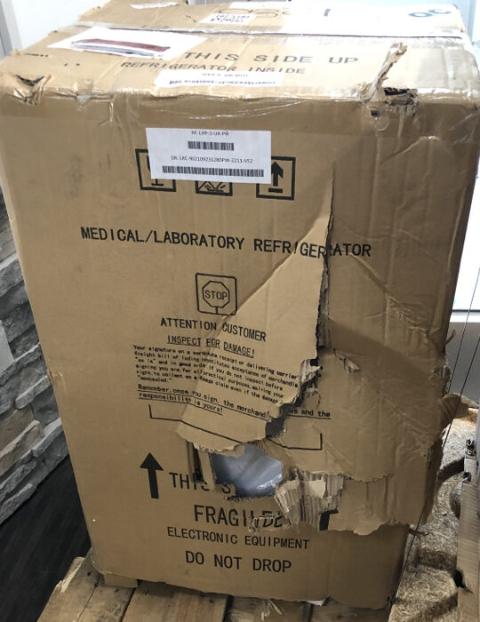 box damaged by freight carrier