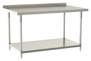 Metro TableWorx Stainless-Steel Laboratory Work Tables with Bottom Shelf & Backsplash 36″W x 60″L