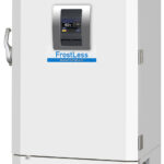 the phcbi brand frostless ultra low temperature freezer right angle with door closed