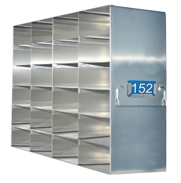 Upright Freezer Rack 2 Inch Plastic Boxes with Labels | 24 Boxes