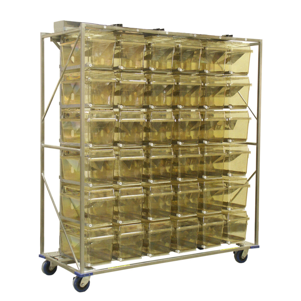 Large Mouse Single Sided Mobile Frame Ventilated Caging System